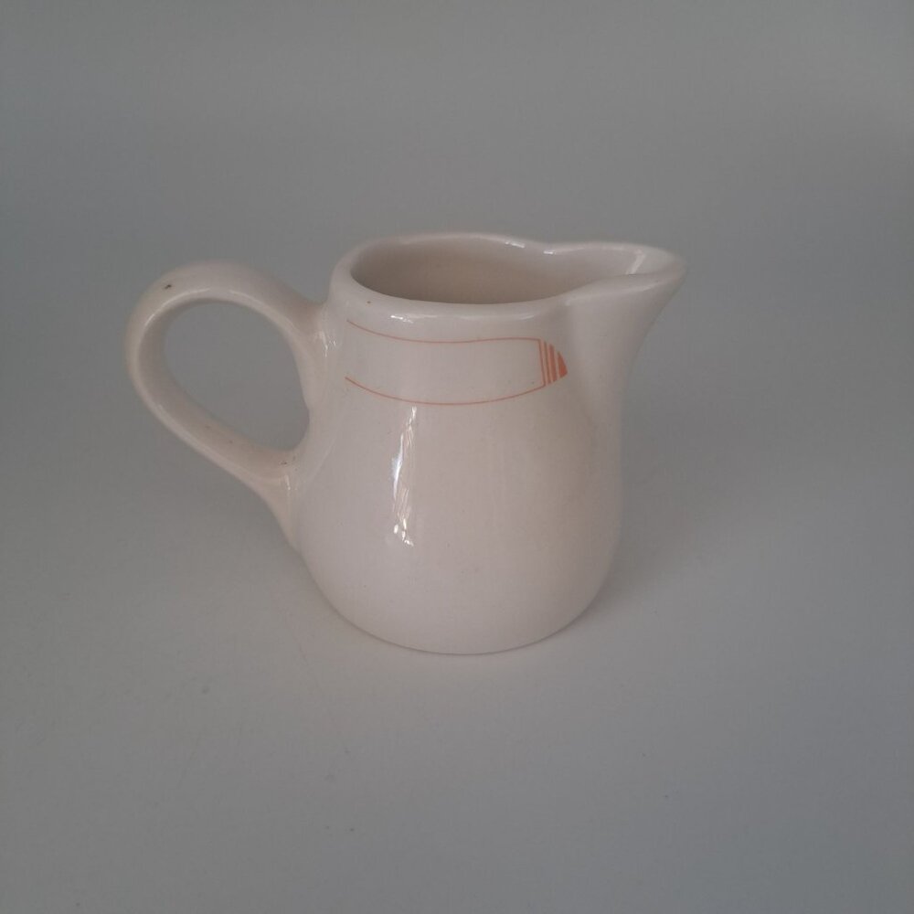 Syracuse Syralite Creamer Pitcher With Orange Stripe Design